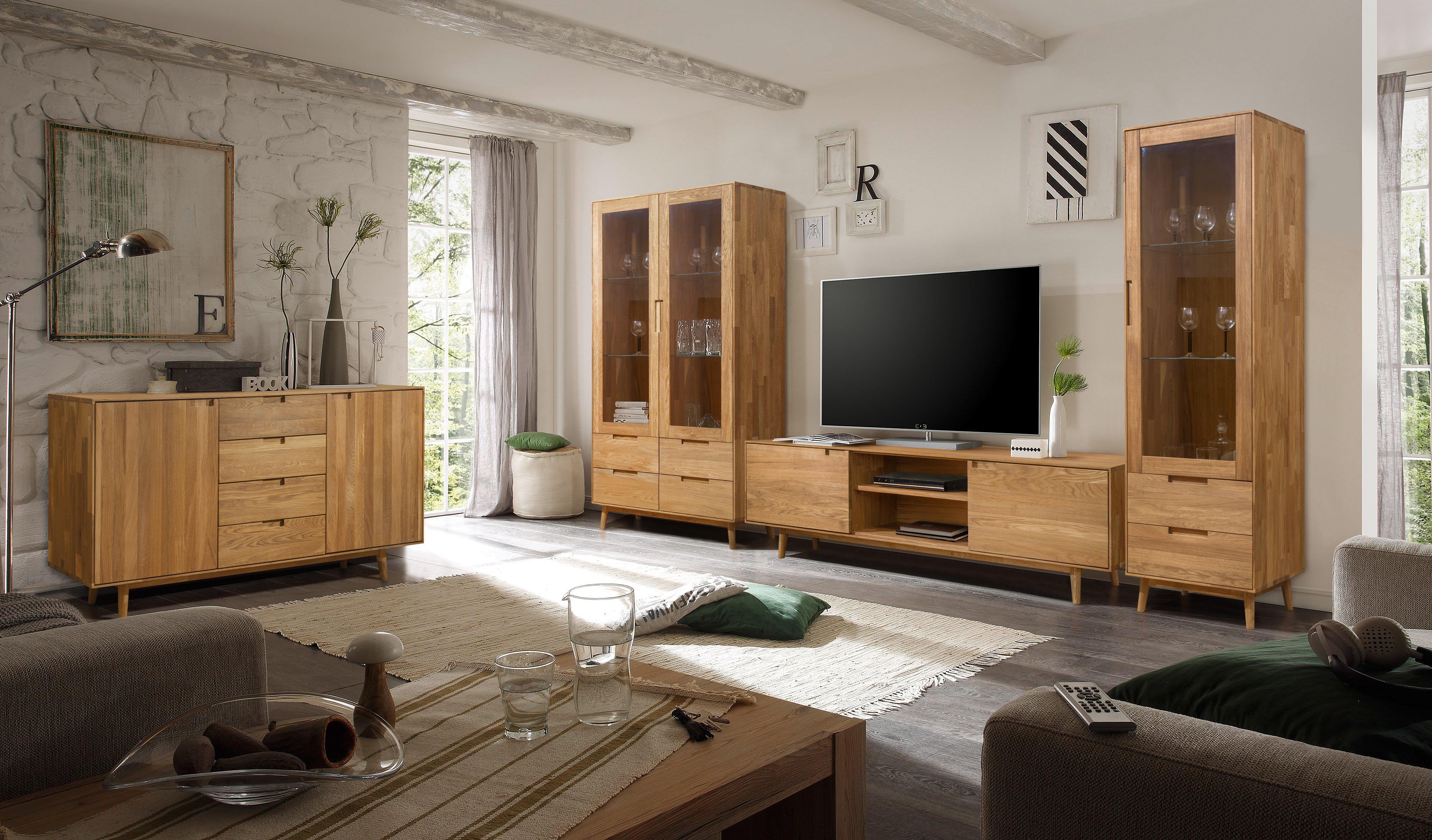 NordicStory Armario Vitrina de madera maciza de roble